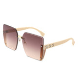HW2066 - Rimless Fashion Square Flat Top Wholesale Sunglasses