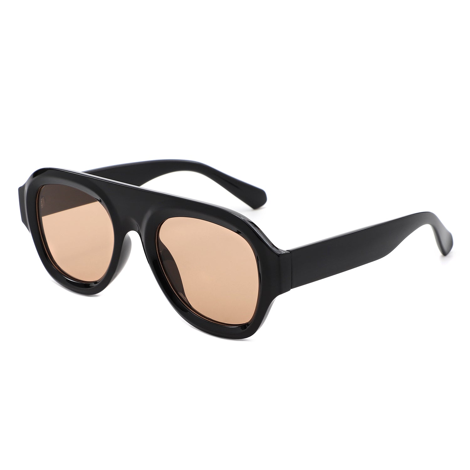 HS1406 - Bold Retro Aviator Shield Chunky Sunglasses - Iris Fashion