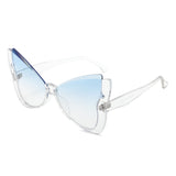 HS1401 - Oversized Winged Cat Eye Semi-Rimless Butterfly Wholesale Sunglasses