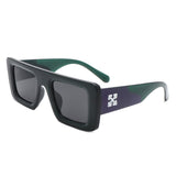 HS1280 - Square Retro Flat Top Thick Frame Two-Tone Wholesale Sunglasses