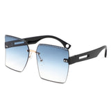 HJ2072 - Oversize Rimless Square Curved Lens Fashion Wholesale Sunglasses