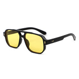 HS1433 - Oversized Brow-Bar Square Aviator Sunglasses
