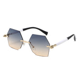 HJ2143 - Rimless Hexagon Gradient Gold-Temple Wholesale Sunglasses