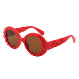 HS1314 - Women Round Sculpted Fashion Chunky Oval Wholesale Sunglasses