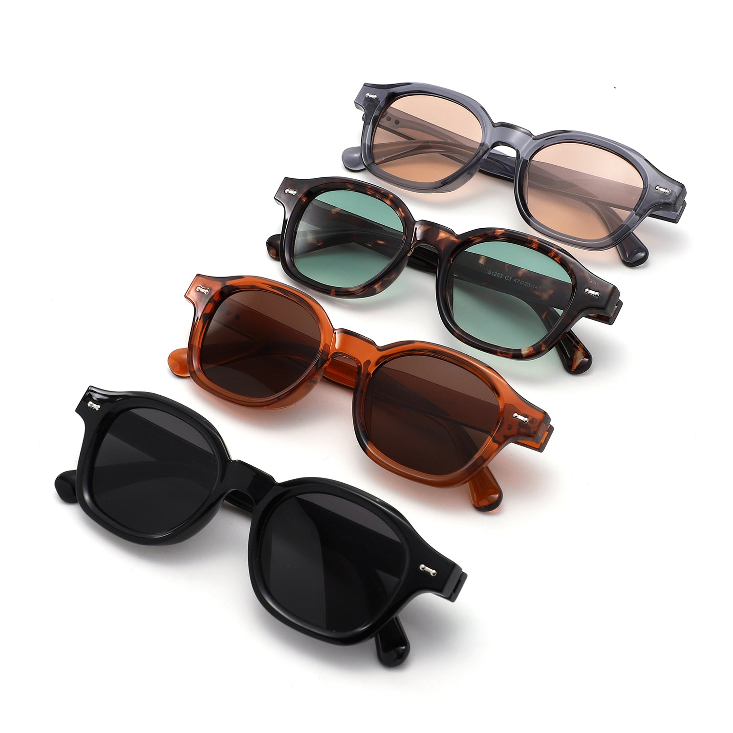 S1263 - Retro Square Round Thick Frame Sunglasses - Iris Fashion