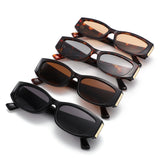 S1266 - Slim Narrow Rectangle Gold Accent Fashion Sunglasses - Iris Fashion