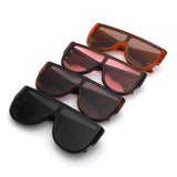 HS2261 - Oversized Flat Top Aviator Style Shield Sunglasses