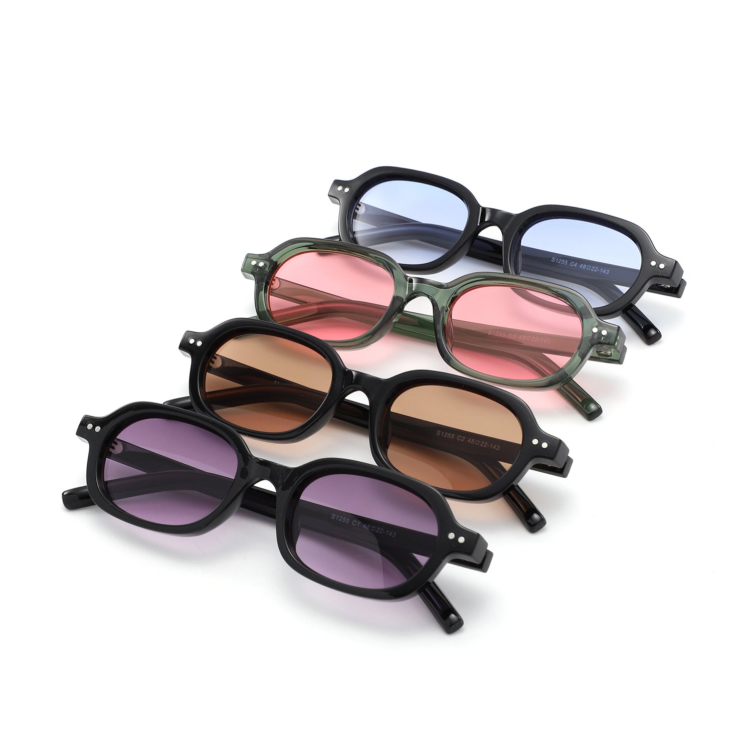 S1255 - Retro Oval Rectangle Chunky Frame Sunglasses - Iris Fashion