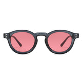 HS1385 - Retro Round Rivet Circle Tinted Lens Wholesale Sunglasses