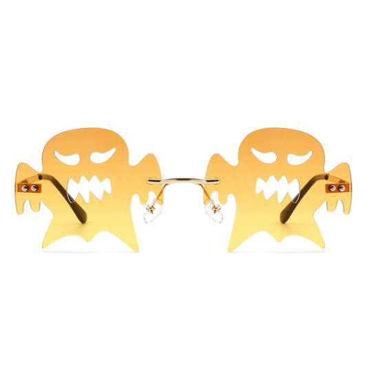 HW2037 - Rimless Color Pop Ghost Shape Party Wholesale Sunglasses