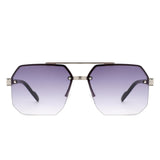 HJ2089 - Square Half Frame Retro Brow-Bar Wholesale Sunglasses