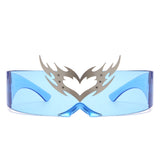 HW1011 - Futuristic Cyclops Wraparound Shield Translucent Crown Design Wholesale Sunglasses