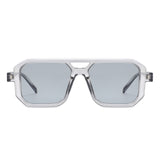 HS1382 - Square Brow-Bar Flat Top Tinted Lens Wholesale Sunglasses