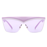 S2143 - Semi-Rimless Fashion Flat Top Square Wholesale Sunglasses