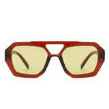 HS1337 - Square Brow-Bar Retro Tinted Aviator Wholesale Sunglasses