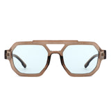 HS1342 - Square Geometric Block Brow-Bar Aviator Wholesale Sunglasses