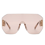HW2065 - Rimless Oversize Retro Chunky Square Wholesale Sunglasses