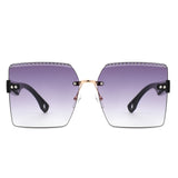 HJ2072 - Oversize Rimless Square Curved Lens Fashion Wholesale Sunglasses