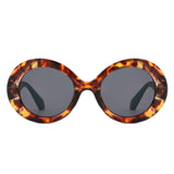 HS1314 - Women Round Sculpted Fashion Chunky Oval Wholesale Sunglasses