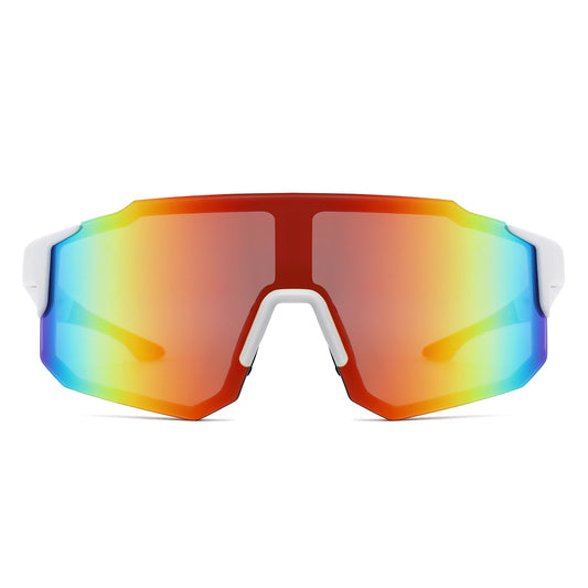 HY1024 - Sport Rimless Mirrored Shield Sunglasses