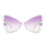HS1401 - Oversized Winged Cat Eye Semi-Rimless Butterfly Wholesale Sunglasses
