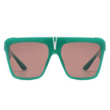 S2131 - Oversize Square Flat Top Large Fashion Women Wholesale Sunglasses