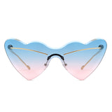 HJ2106 - Rimless Heart-Shaped Gradient Gold-Temple Wholesale Sunglasses