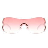 HJ3029 - Rectangle Rimless Fashion Luxury Women Oversize Wholesale Sunglasses