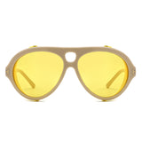HS2243 - Oversize Retro Aviator Keyhole Color-Tint Wholesale Sunglasses