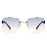HW2054 - Square Rimless Fashion Tinted Women Wholesale Sunglasses