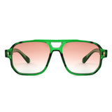 HS1433 - Oversized Brow-Bar Square Aviator Sunglasses