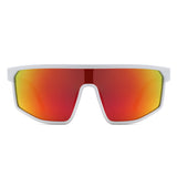 HS2202 - Sporty Retro Futuristic Visor Mirrored Square Wholesale Sunglasses
