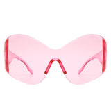HW1012 - Women Fashion Rimless Oversized Shield Wraparound Wholesale Sunglasses