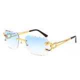 HJ2084 - Rimless Square Cheetah Luxury Geometric Wholesale Sunglasses