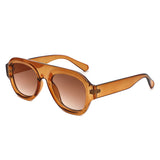 HS1406 - Bold Retro Aviator Shield Chunky Sunglasses - Iris Fashion