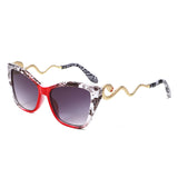 HS2207 - Oversized Square Cat-Eye Wavy Temples Sunglasses - Iris Fashion
