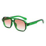 HS1433 - Oversized Brow-Bar Square Aviator Sunglasses