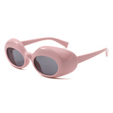 HS1430 - Chunky Retro Thick Frame Fashion Oval Sunglasses