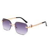 HJ2073 - Rectangle Rimless Curved Tinted Square Wholesale Sunglasses