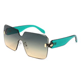 HS2198 - Oversize Rimless Fashion Shield Square Wholesale Sunglasses