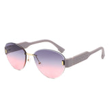 HJ2077 - Oval Rimless Tinted Chic Round Fashion Women Wholesale Sunglasses