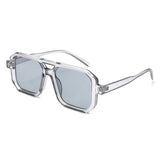 HS1382 - Square Brow-Bar Flat Top Tinted Lens Wholesale Sunglasses