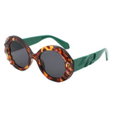 HS1314 - Women Round Sculpted Fashion Chunky Oval Wholesale Sunglasses