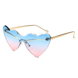 HJ2106 - Rimless Heart-Shaped Gradient Gold-Temple Wholesale Sunglasses