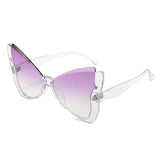 HS1401 - Oversized Winged Cat Eye Semi-Rimless Butterfly Wholesale Sunglasses