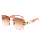 HJ3035 - Square Chain-Link Luxurious Oversize Rimless Wholesale Sunglasses