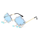 HJ2095 - Rimless Cloud Shape Hanging Charms Wholesale Sunglasses