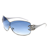 HJ2107 - Rimless Shield Crystal-Embellished Wholesale Sunglasses