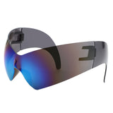 HS2170 - Rimless Modern Oversize Color Pop Curved Wholesale Sunglasses