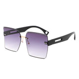 HJ2072 - Oversize Rimless Square Curved Lens Fashion Wholesale Sunglasses